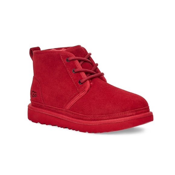 NEW w/Box UGG Kids Unisex nuemel ii Chukka Boot Samba Red Leather Suede Size 3 - Picture 1 of 16